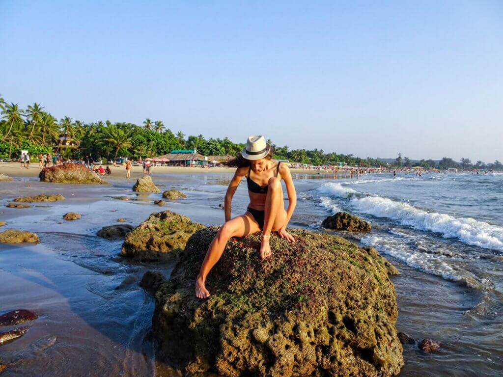 getting the perfect pose in Arambol Beach in Goa