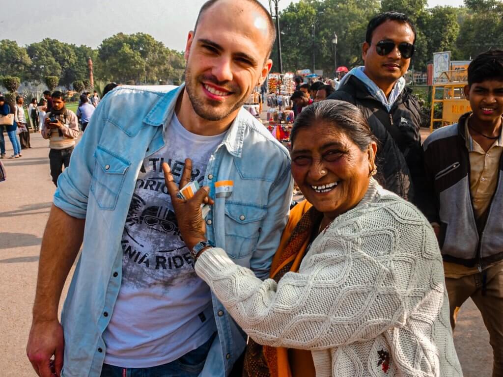 Me with a local Indian lady outside India Gate, one of the must-see attractions in New Delhi