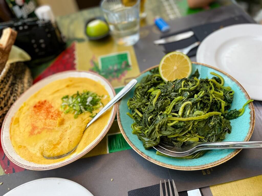 Fava and veggies, a healthy and delicious choice in Nafplio.